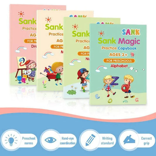 Sank Magic Reusable Handwriting Practice Copybook for Kids with Magic Ink Pen
