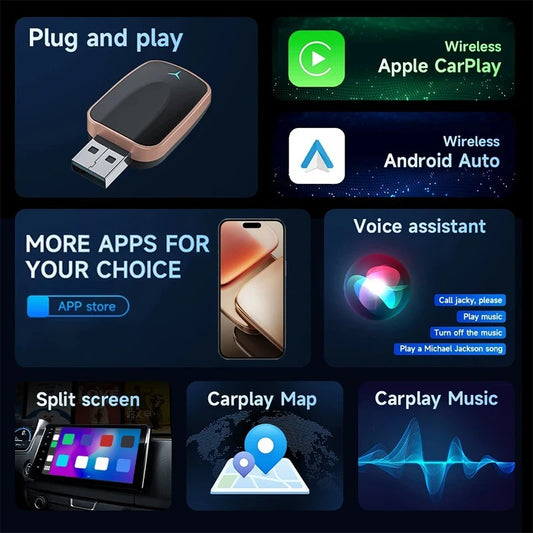 2-in-1 Wired to Wireless CarPlay Adapter