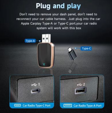 2-in-1 Wired to Wireless CarPlay Adapter