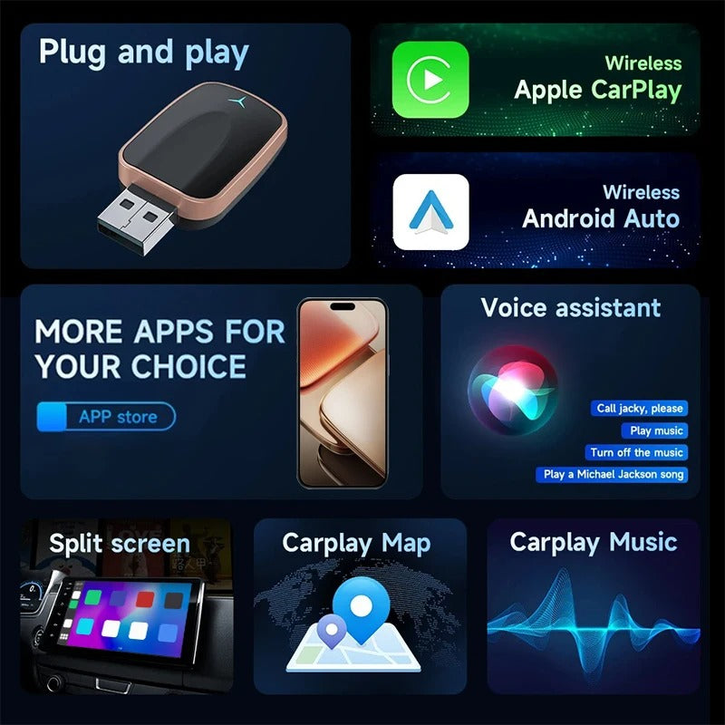 2-in-1 Wired to Wireless CarPlay Adapter